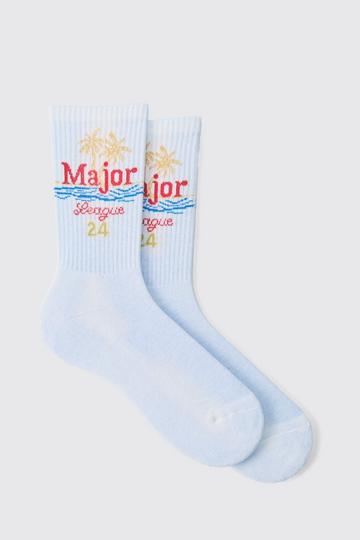 White Major League Graphic Sports Socks