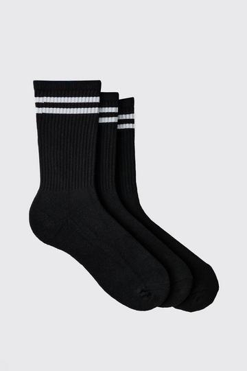 3 Pack Sport Stripe Socks black