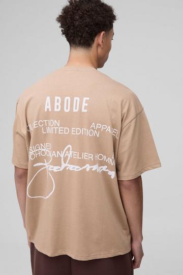 Oversized Dik ABODE T-Shirt Met Print taupe