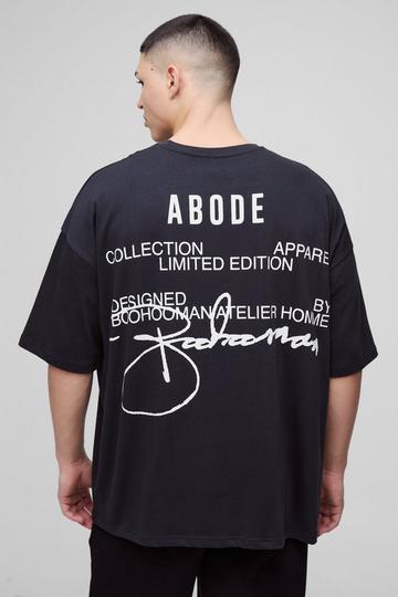 Oversized Dik ABODE T-Shirt Met Print black