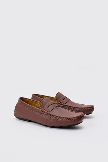 Bruine Nep Suède Loafers Met Reliëf brown