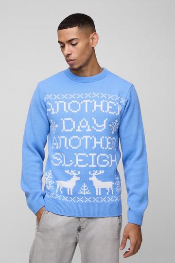 Regular Fit Another Day Christmas Knitted Jumper blue