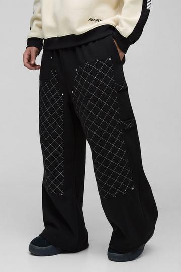 Extreem Wide Leg Joggingbroek Met Stiksels black