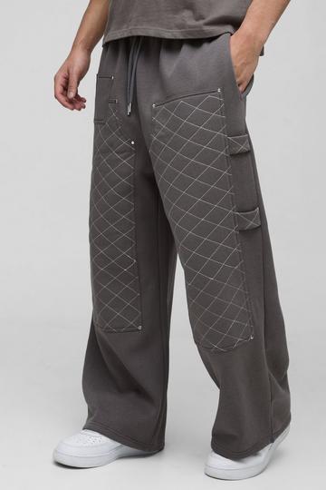 Extreem Wide Leg Joggingbroek Met Stiksels charcoal