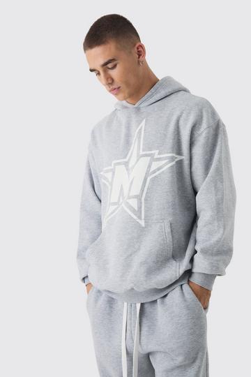 Grey Oversized M Star Hoodie