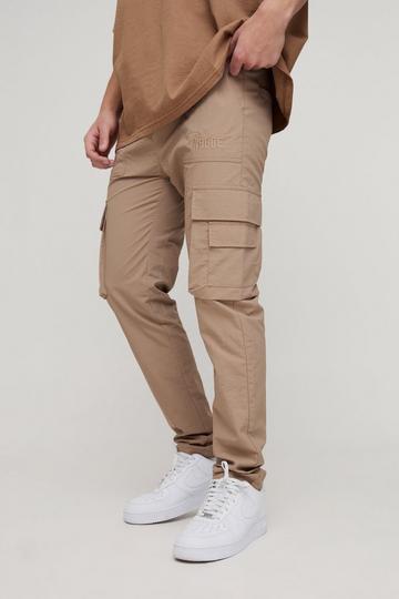 ABODE Slim Nylon Cargo Embroidered Trouser taupe