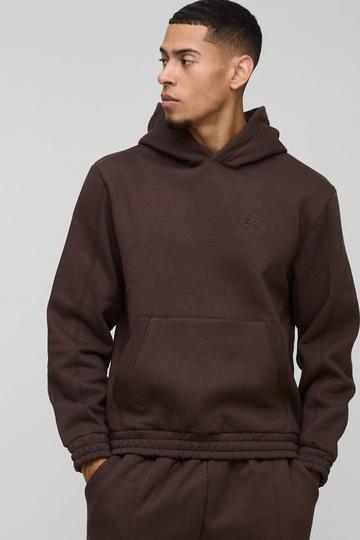 Chocolate Brown Embossed Heavyweight Hoodie