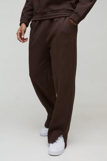 Relaxed Heavyweight Embossed Pocket Detail Split Hem Joggers chocolate