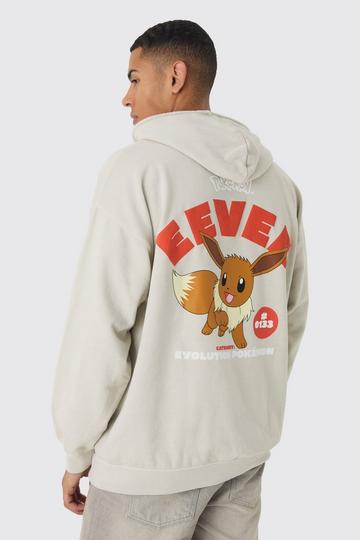 Stone Beige Oversized Pokemon Eevee License Print Hoodie