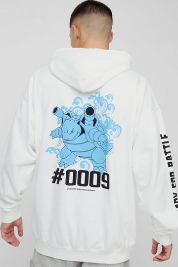 Oversized Pokemon Blastoise License Print Hoodie white