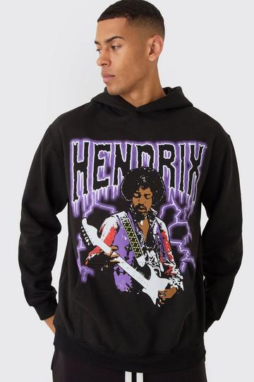 Oversized Jimi Hendrix License Print Hoodie black