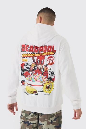 Oversized Deadpool License Print Hoodie white