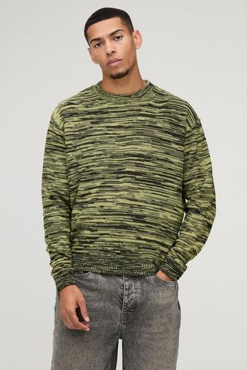 Oversized Boxy Fit Colour Twist Knitted Jumper green