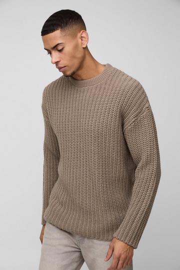 Oversized Gedraaide Gebreide Boxy Trui taupe