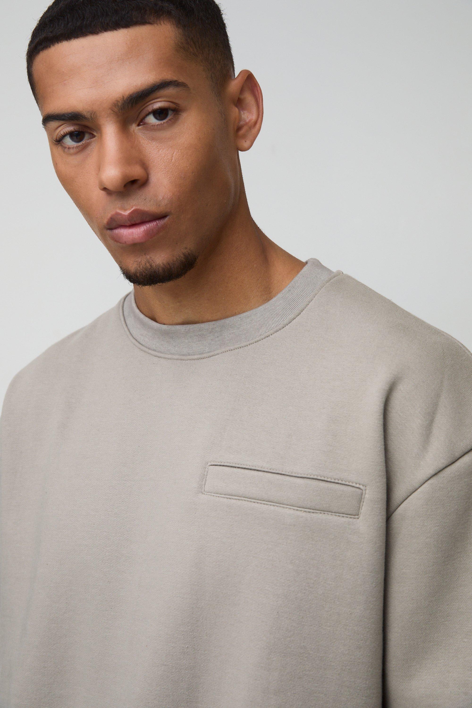 Oversized Boxy Heavyweight 3D Print Pocket Sweatshirt boohoo UK