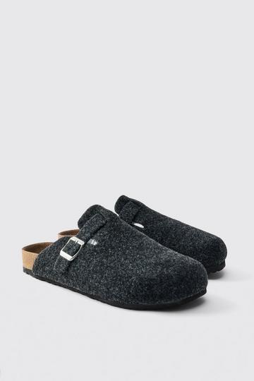 Black Felt Mule black