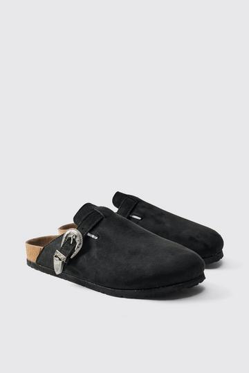 Mules à boucle en noir black