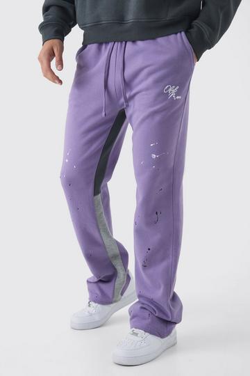 Purple Regular Fit Ofcl Man Paint Splatter Gusset Jogger