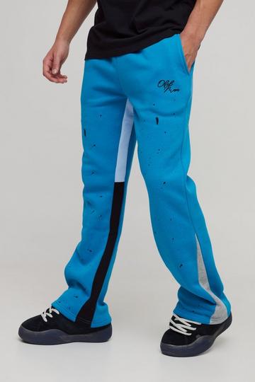 Blue Regular Fit Ofcl Man Paint Splatter Gusset Jogger