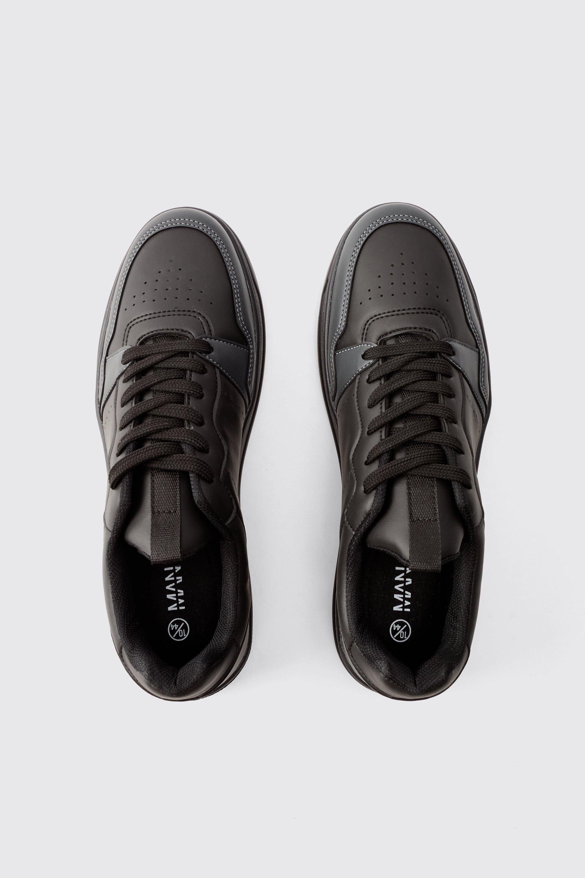 Suede Panel Chunky Trainers In Black
