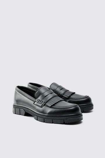 Pu Chunky Sole Tassel Loafer In Black black