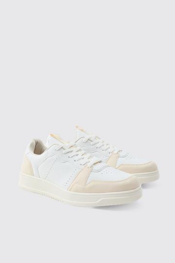 Suede Panel Chunky Trainers In White white