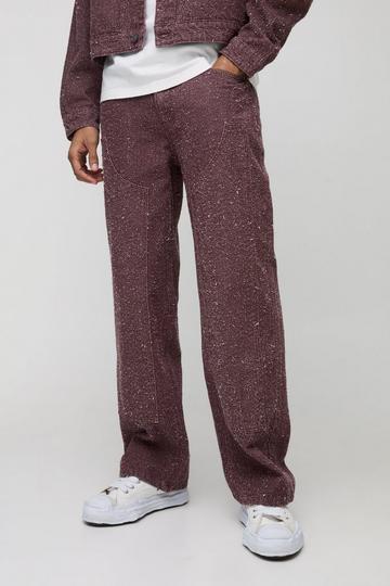 Relaxed Fit Textured Carpenter Denim Jeans chocolate