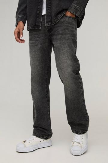 Straight Leg Back Pocket Embroidered Jeans charcoal