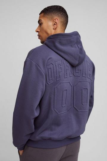 Purple Oversized Official Varsity Embossed Zip Through Hoodie