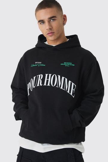 Oversized Homme Print Hoodie black