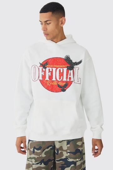 Oversized Official Print Hoodie white