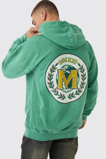 Oversized Gebleekt Vest Met Embleem Print dark green