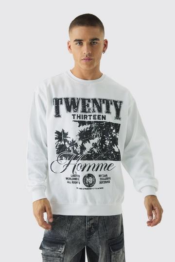 Palm Tree Print Sweatshirt white