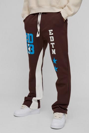 Slim Fit Ltd Edt Varsity Joggingbroek Met Print En Gusset chocolate