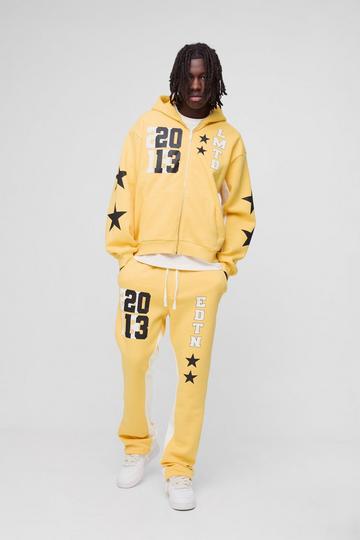 Oversized Boxy Varsity Ltd Edt Zip Through Gusset Tracksuit yellow