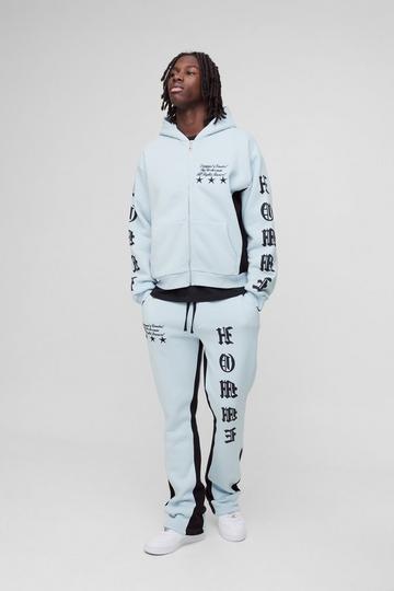 Oversized Boxy Gothic Homme Printed Gusset Tracksuit blue