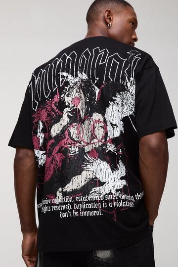 Black Oversized Heavyweight Renaissance Embroidered T-Shirt