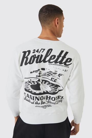 Boxy Roulette Back Print Sweatshirt white