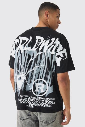 Black Oversized Over Seam Spider Print T-shirt