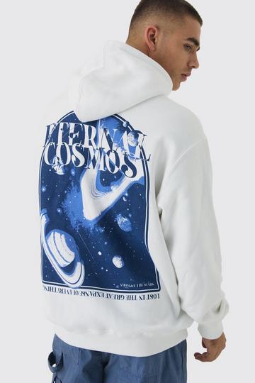 Oversized Space Back Graphic Hoodie white