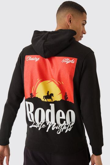 Rodeo Back Print Hoodie black