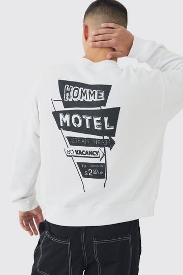 Boxy Homme Motel Back Print Sweatshirt white