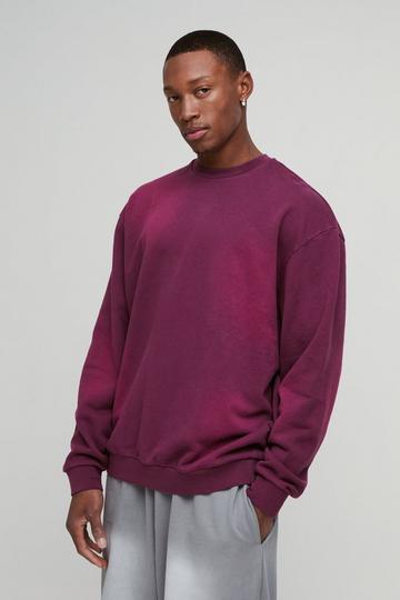 Burgundy Red Oversized Spray Wash Sweatshirt