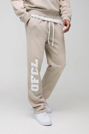 Stone Beige Relaxed Fit Spray Wash Ofcl Printed Jogger