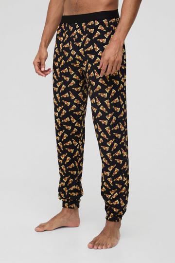 Black Pizza Print Lounge Joggers