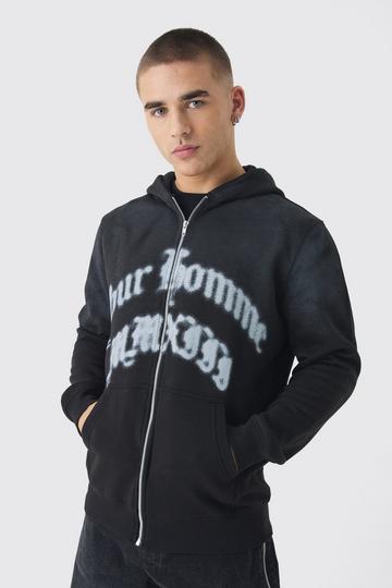 Pour Homme Spray Washed Hoodie black