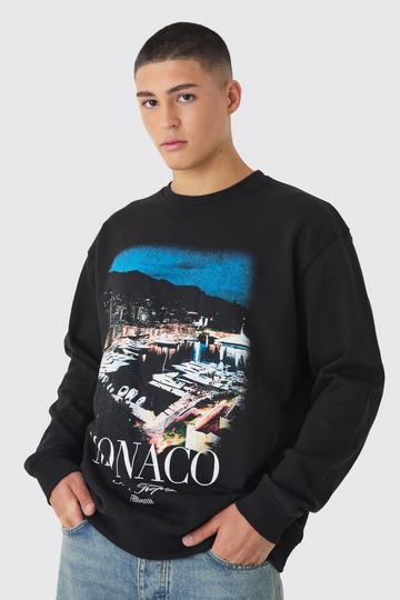 Oversized Monaco Saint Tropez Graphic Sweatshirt black