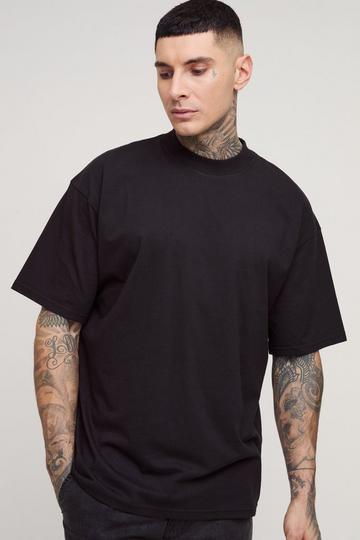 Tall Oversized Extended Neck Basic T-Shirt black