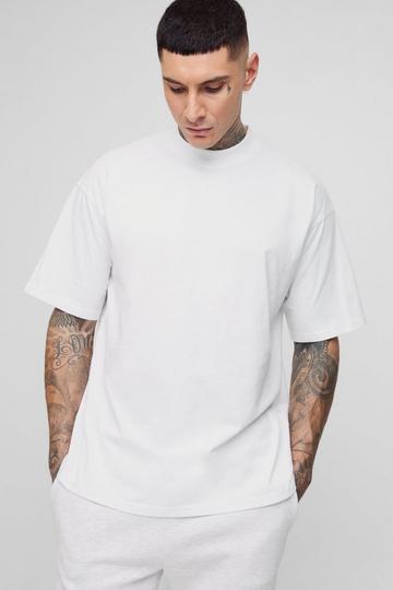 White Tall Oversized Extended Neck Basic T-Shirt