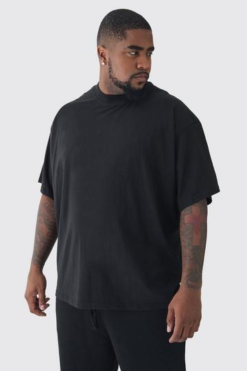 Plus Oversized Basic T-Shirt Met Brede Nek black